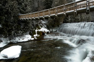river, Bridge, Winter, Landscape, Waterfall