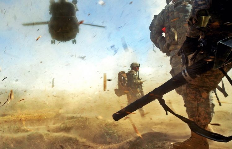 soldiers, Debris, Helicopter, Military HD Wallpaper Desktop Background