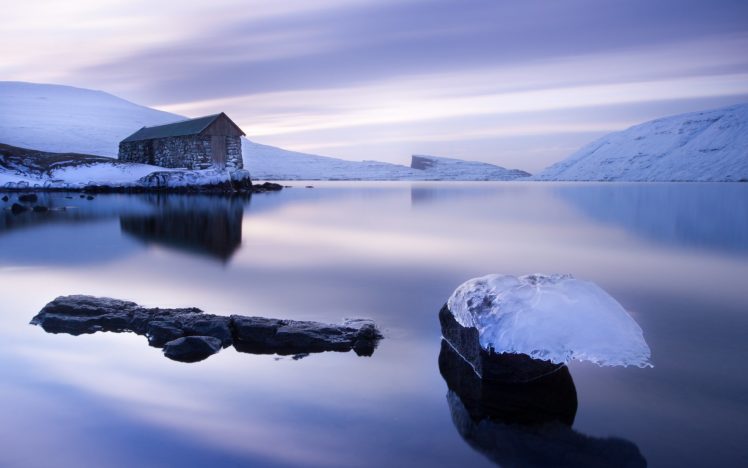 faroe, Islands, Sea, Ocean, House, Reflection, Winter HD Wallpaper Desktop Background