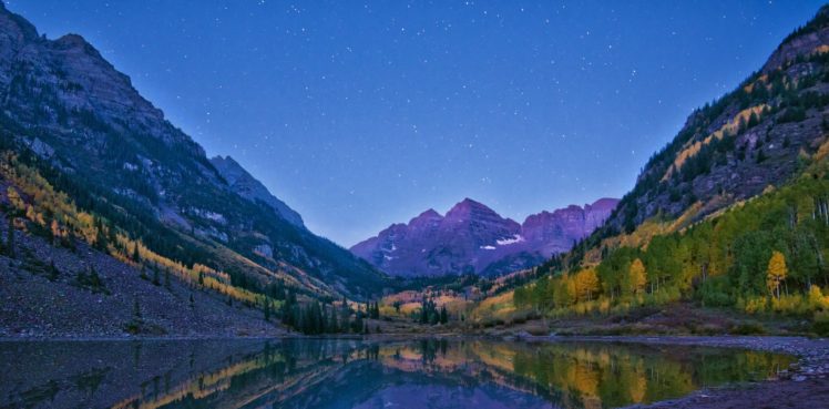star, Autumn, Stone, Lake, Mountains, Reflection, Forest, Maroon, Bells, Colorado, Maroon, Lake HD Wallpaper Desktop Background