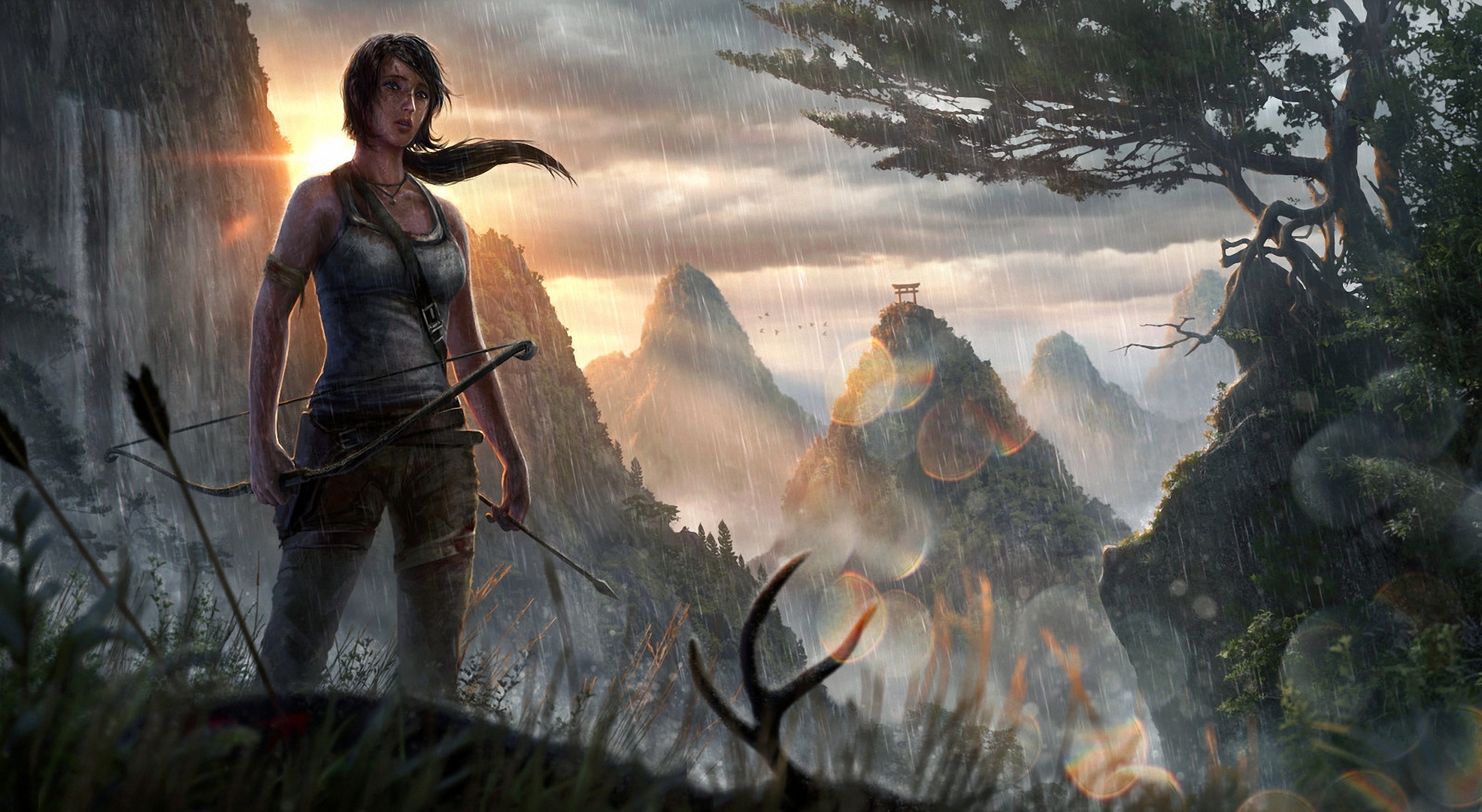 tomb, Raider, 2013, Archers, Mountains, Games, Girls, Lara, Croft, Mountains, Waterfalls Wallpaper