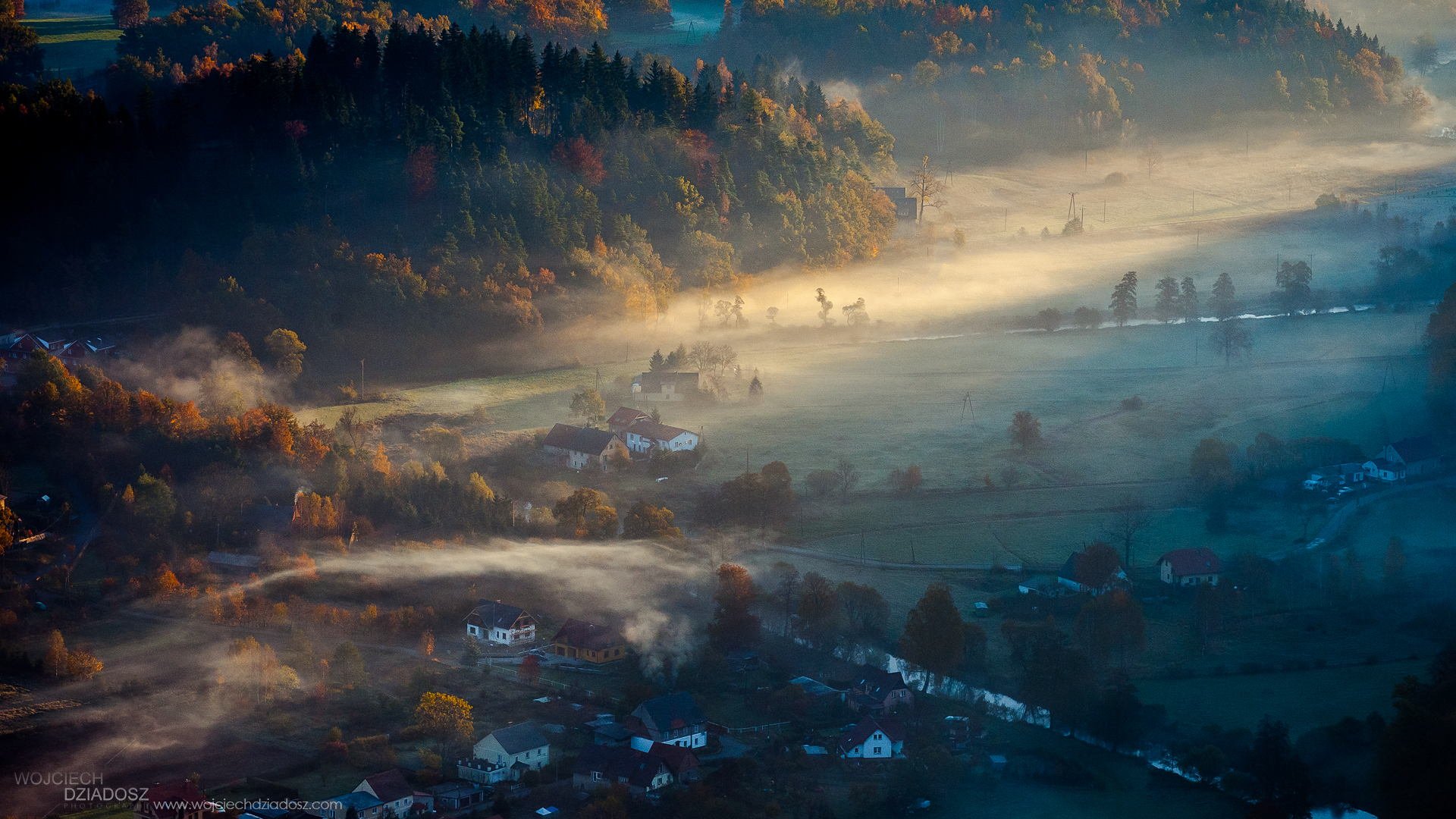 autumn, Trees, Nature, Landscape, Leaf, Leaves, Town, Rustic, Fog Wallpaper