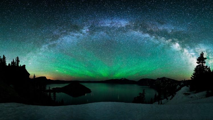 aurora, Borealis, Stars, Lake HD Wallpaper Desktop Background