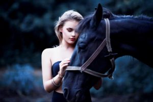 beautiful, Girl, With, Horse