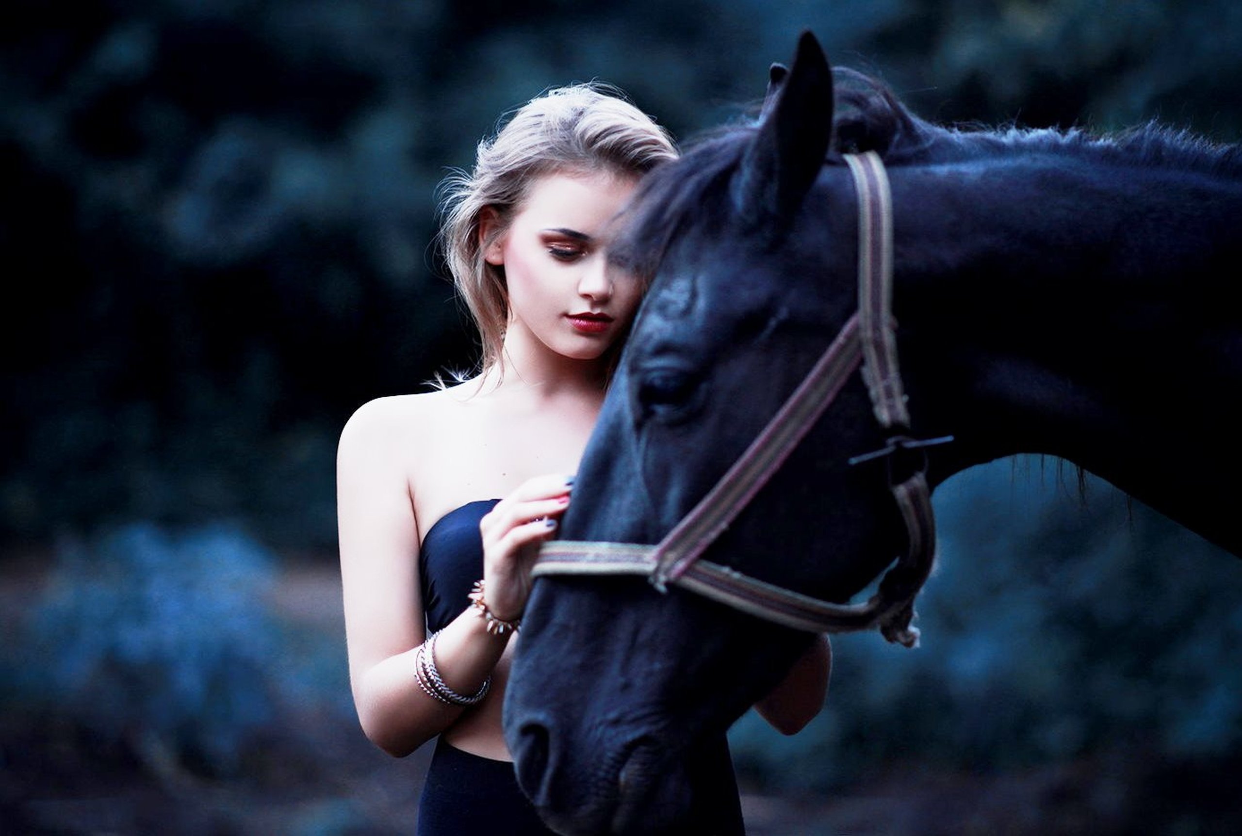 beautiful, Girl, With, Horse Wallpaper