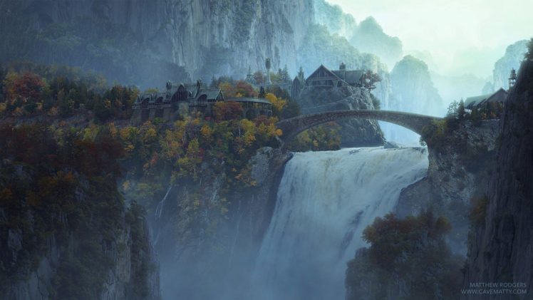 landscape, Forest, Tree, Waterfall, Bridge, Fantastic HD Wallpaper Desktop Background