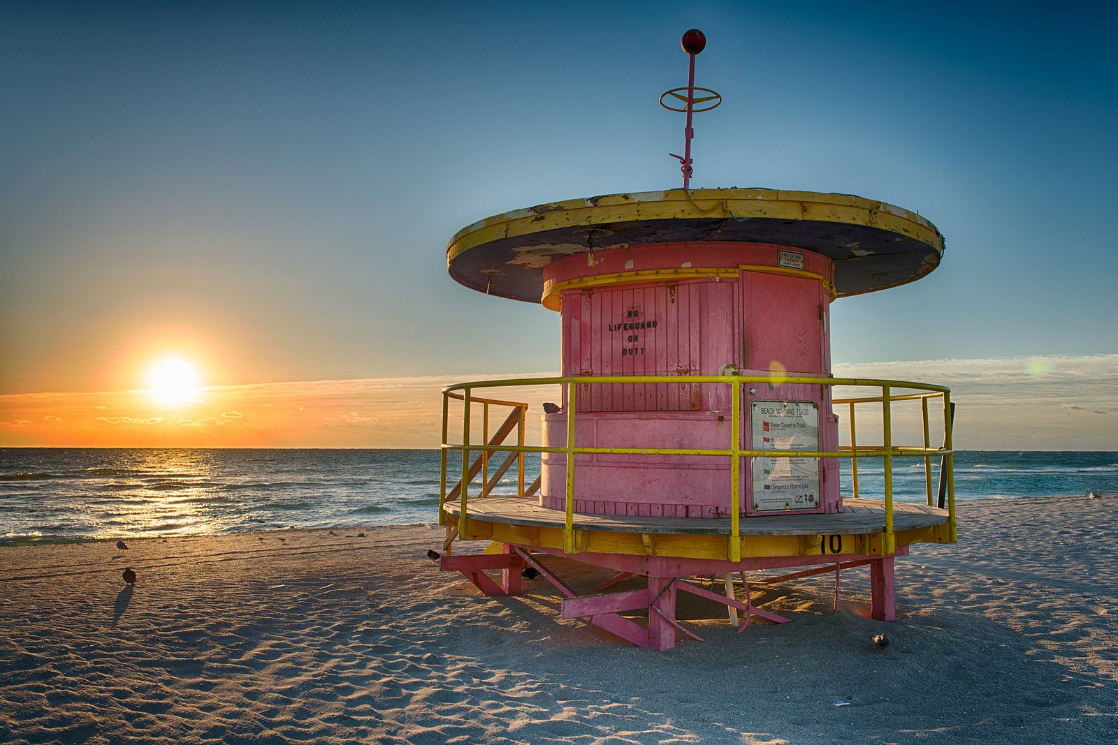 beach, Bridge, Cities, Florida, Marina, Miami, Monuments, Night, Panorama, Panoramic, States, Tower, United, Urban, Usa, Lifeguardtower, Night Wallpaper