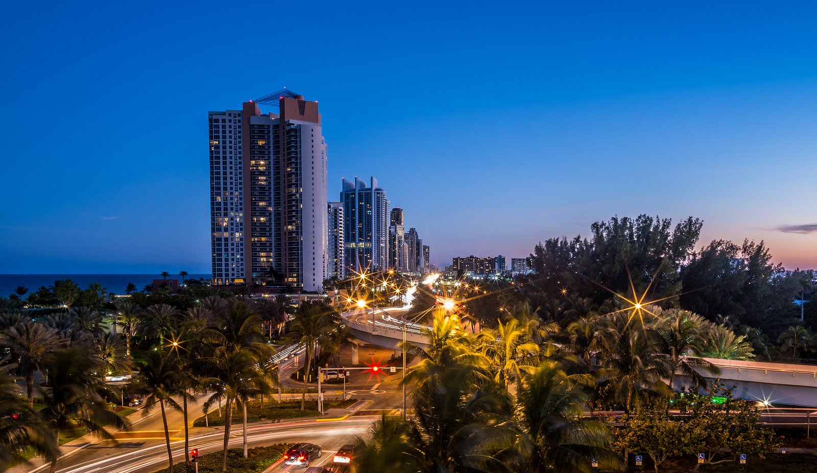 Майами Бич ночью панорамы