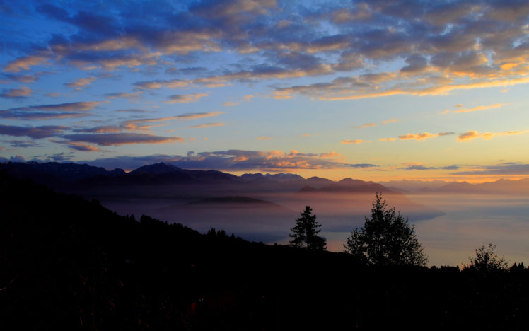 clouds, Landscape, Sunset, Mountains HD Wallpaper Desktop Background