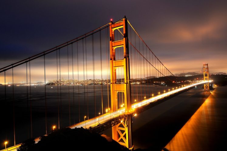 architecture, Bridge, Cities, City, Francisco, Gate, Golden, Night, San, Skyline, California, Usa, Bay, Sea, Bridges HD Wallpaper Desktop Background