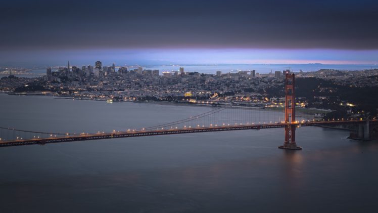 architecture, Bridge, Cities, City, Francisco, Gate, Golden, Night, San, Skyline, California, Usa, Bay, Sea, Bridges HD Wallpaper Desktop Background