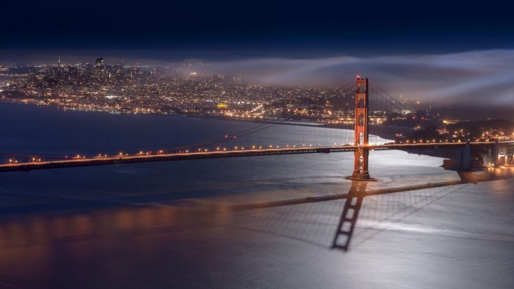 architecture, Bridge, Cities, City, Francisco, Gate, Golden, Night, San, Skyline, California, Usa, Bay, Sea, Bridges HD Wallpaper Desktop Background