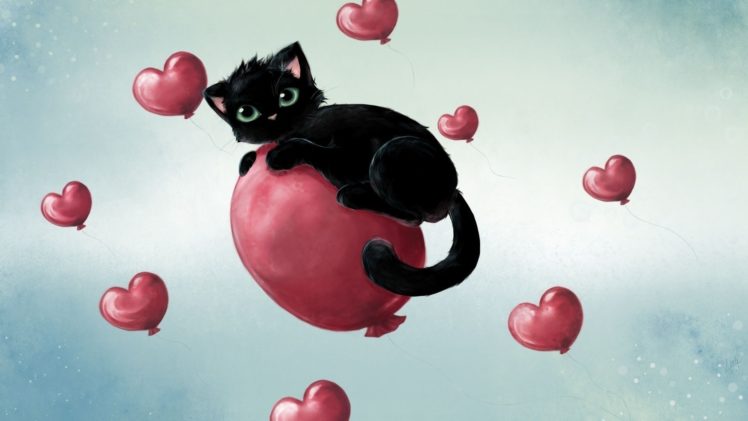 cats, Hearts, Cat, Art, Love HD Wallpaper Desktop Background