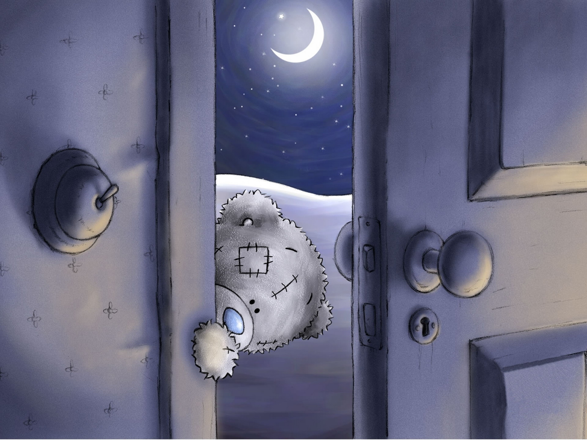 teddy, Bear, Look, Door, Funny, Humor Wallpaper