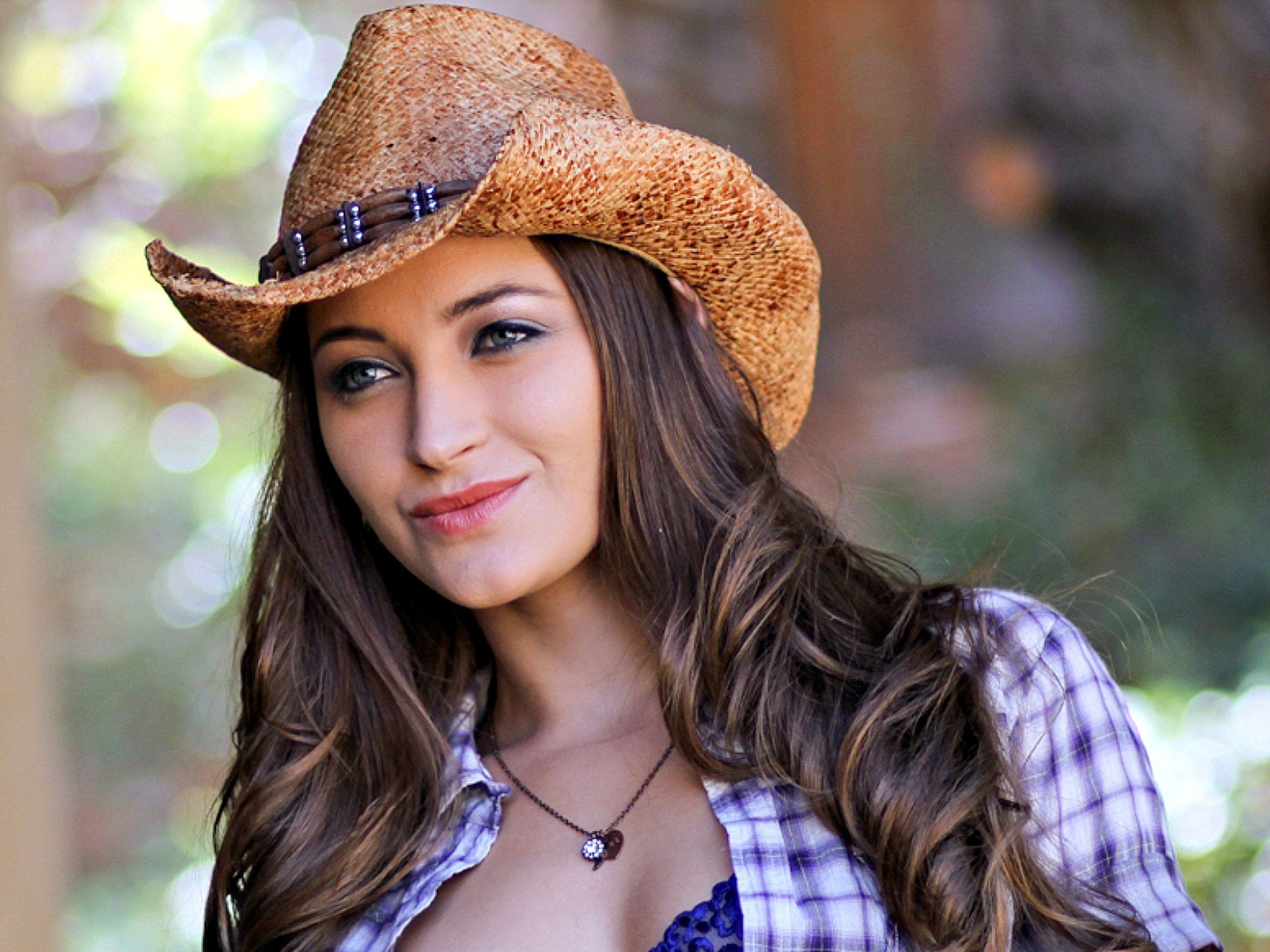 cowgirl, Cowboy, Hat, Brunette, Model Wallpaper