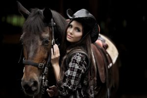cowgirl, Country, Brunette, Horse