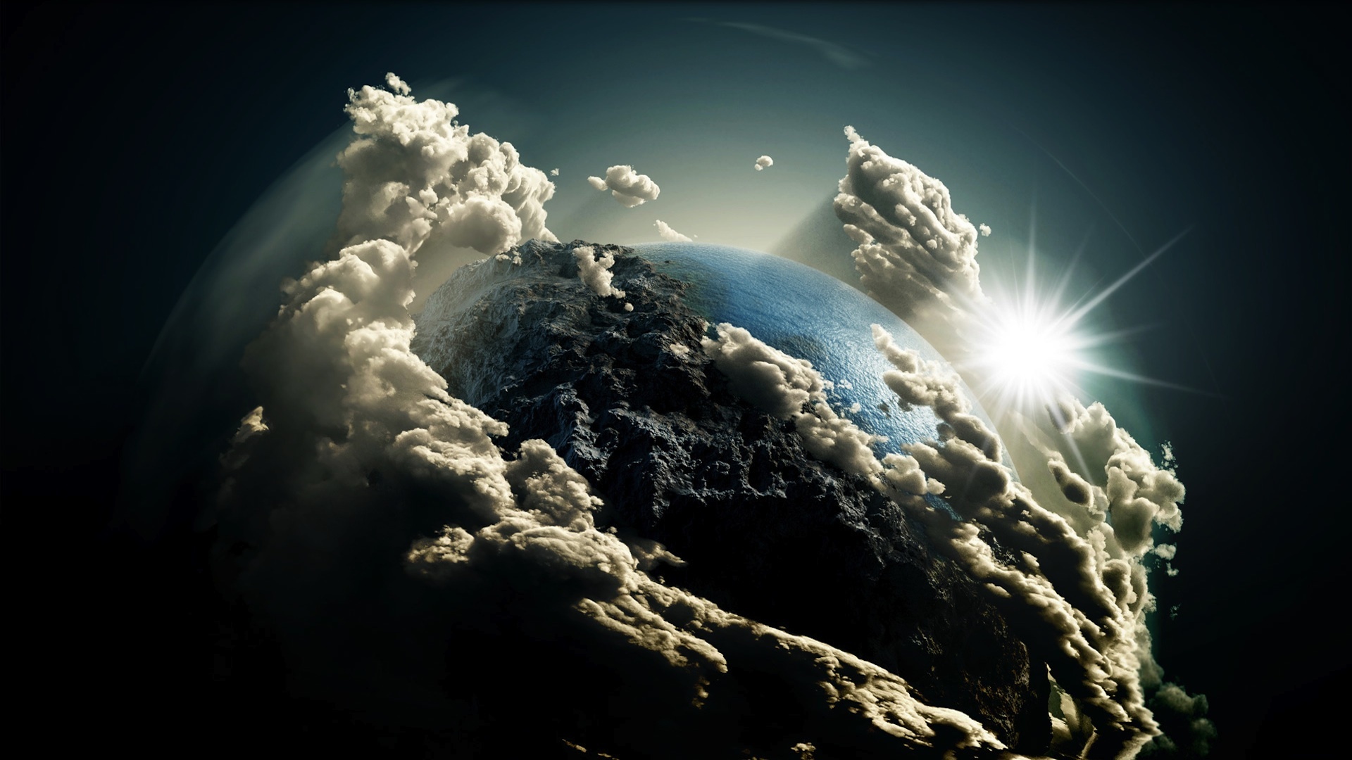 earth, Sky, Sun, Planets, Clouds Wallpaper