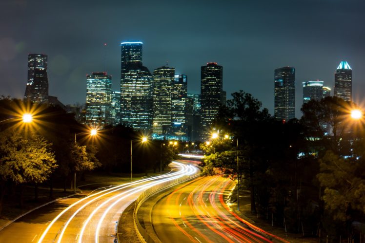 houston, Architecture, Bridges, Cities, City, Texas, Night, Towers, Buildings, Usa, Downtown, Offices, Storehouses, Stores HD Wallpaper Desktop Background
