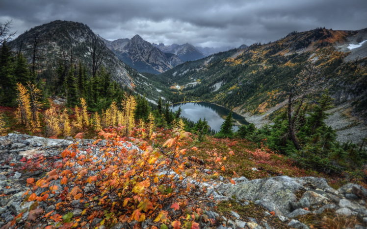 lake, Landscape, Mountains, Autumn, Hdr, Trees HD Wallpaper Desktop Background