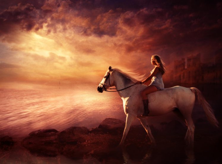 white, Horse, Animal, Woman HD Wallpaper Desktop Background
