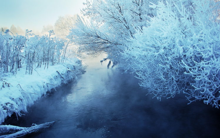 winter, River, Snow, Landscape HD Wallpaper Desktop Background