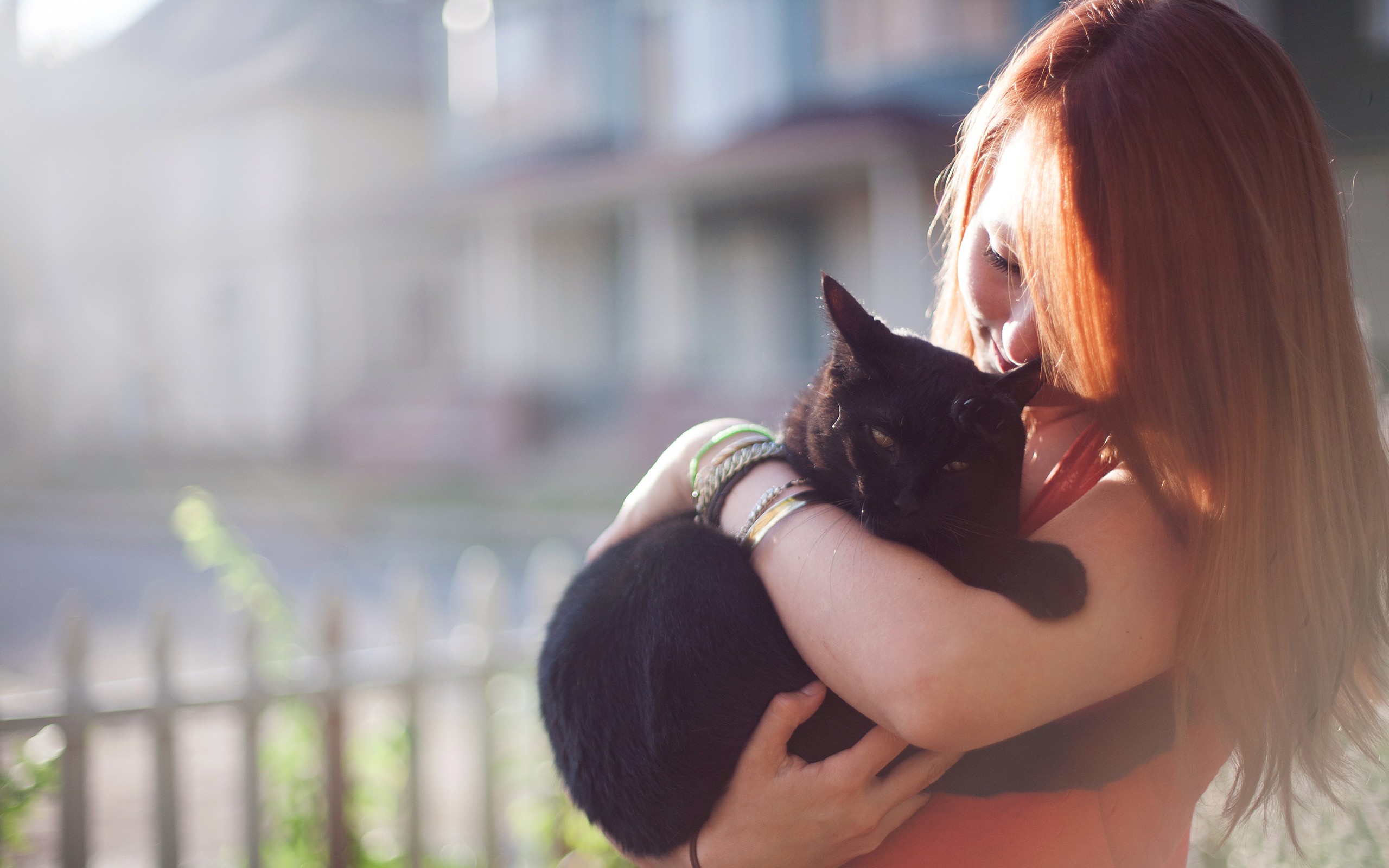 cat, Redhead, Embrace, Mood, Women, Females, Girls, Babes Wallpaper