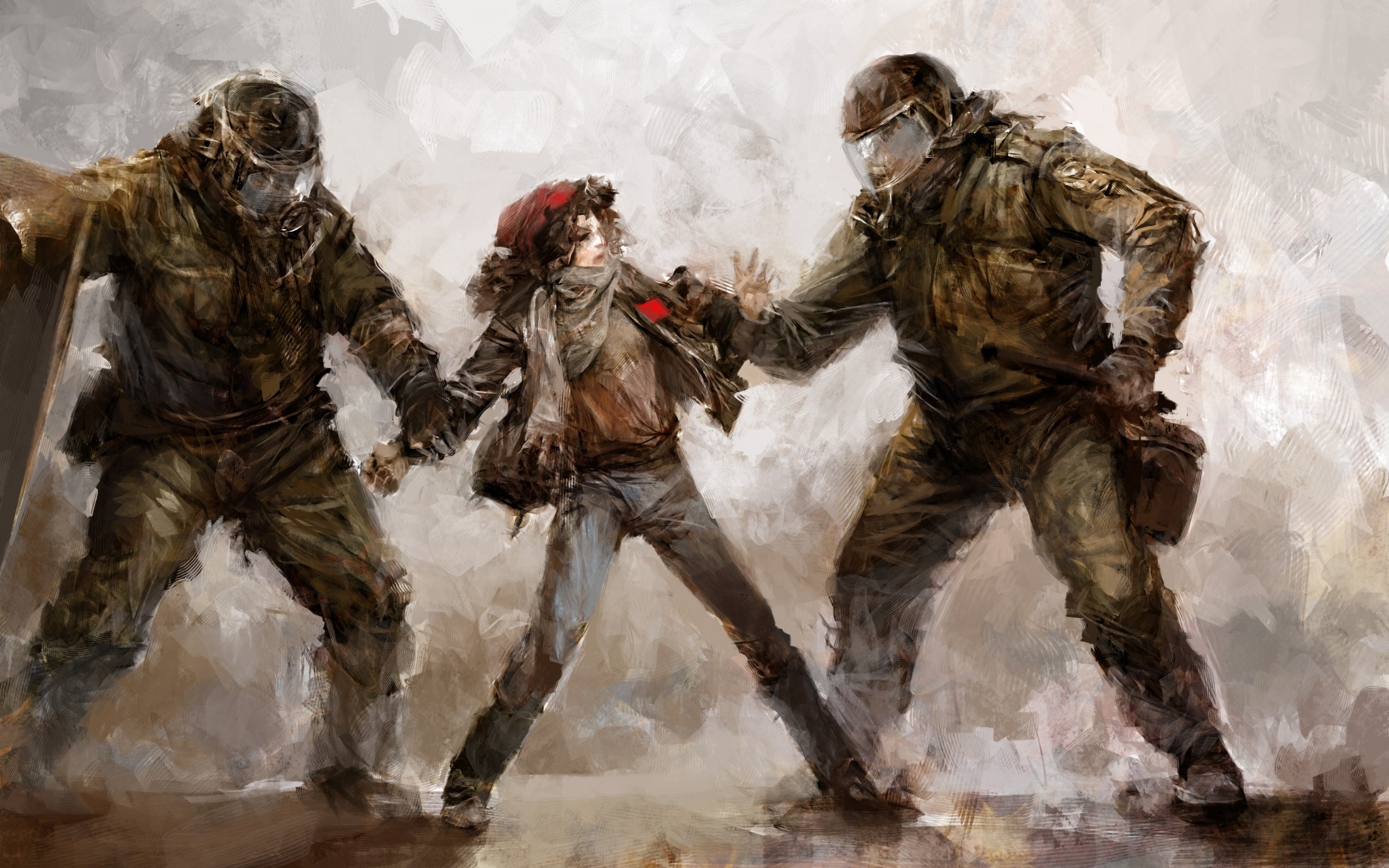 riot, Drawing, Anarchy, Police Wallpaper