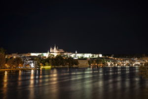 czech, Republic, River, Prague, Night, City, Buildings, Cities, Cathedral, Rivers, Bridges