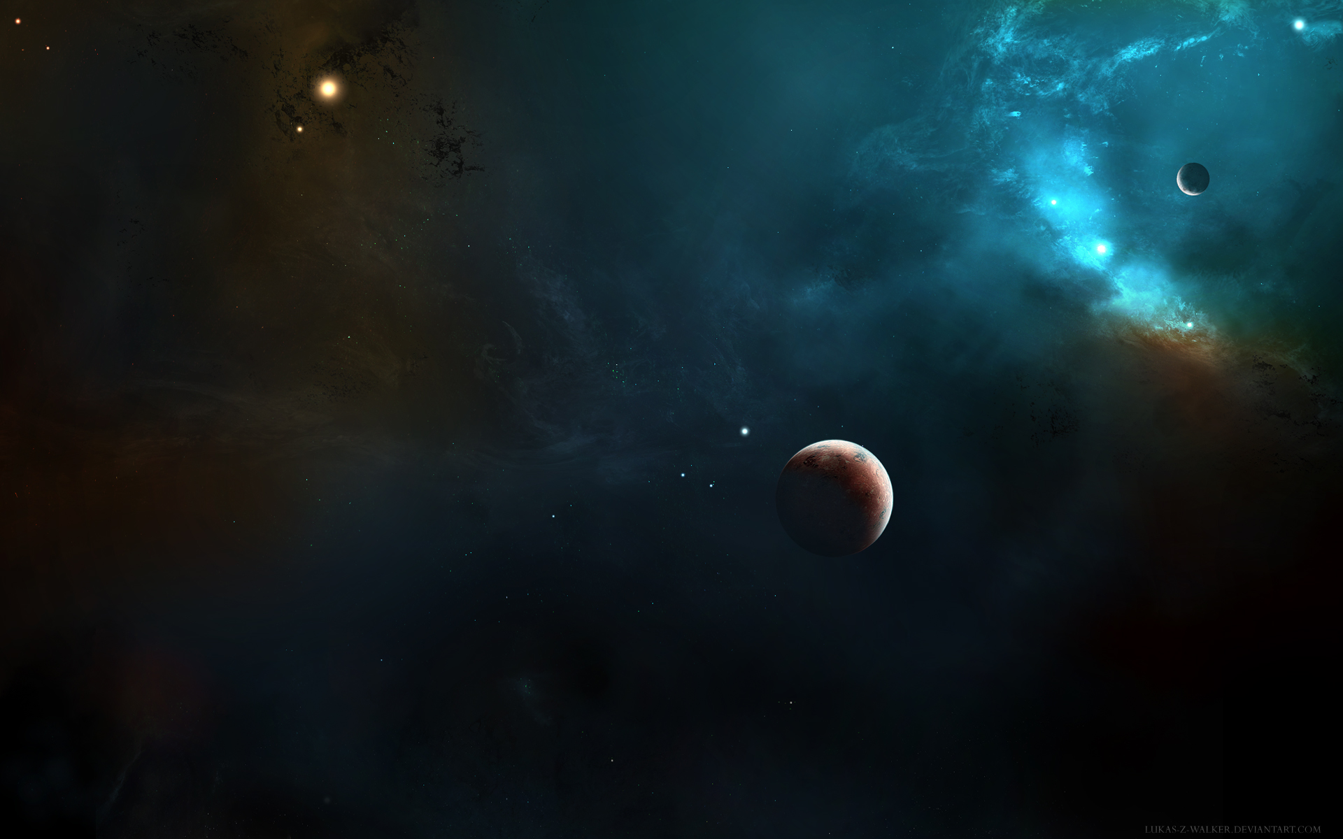 planets, Stars, Nebula Wallpaper
