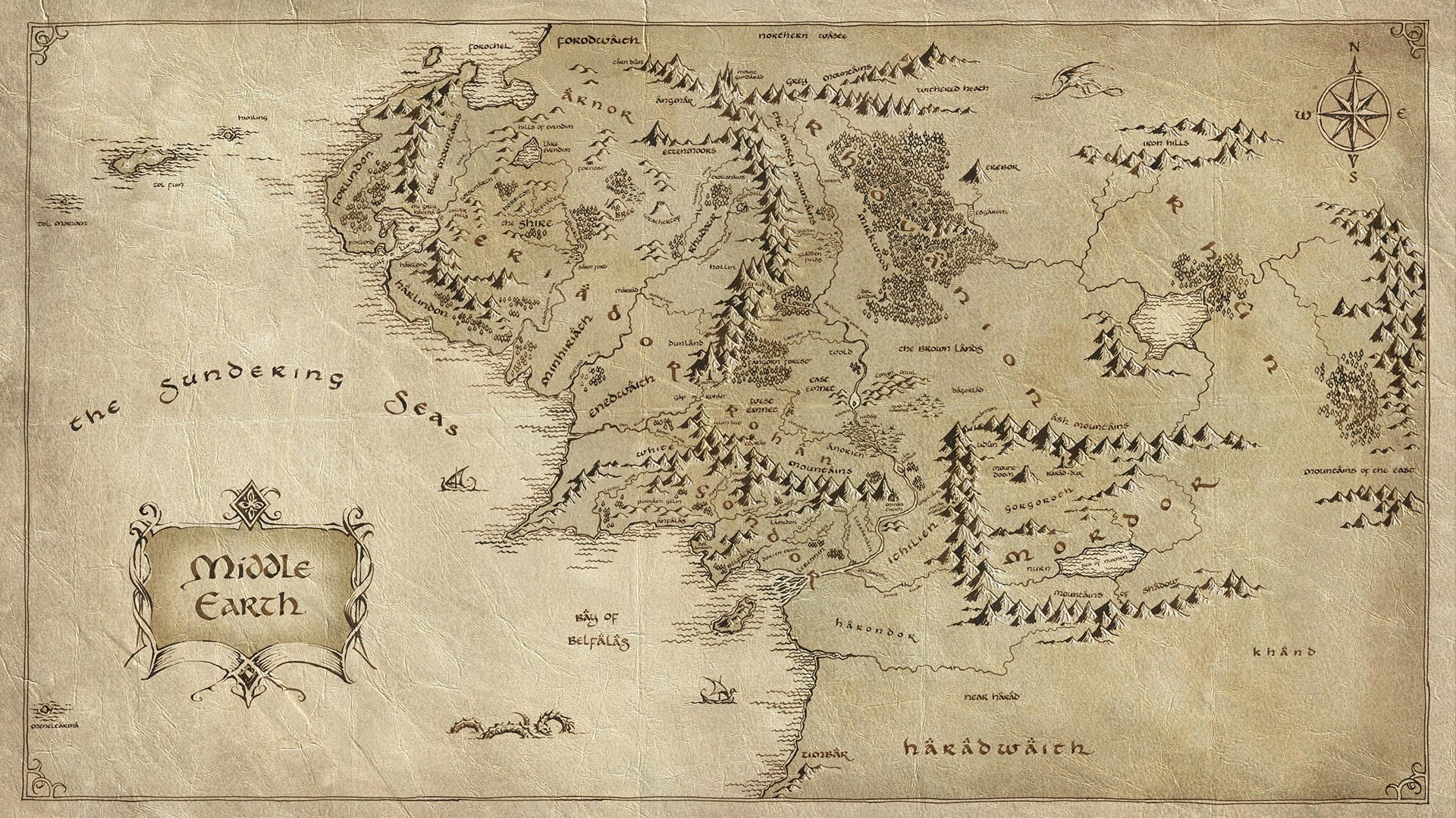 middle, Earth, The, Lord, Of, The, Rings, Map, Fantasy, Movies, Hobbit Wallpaper