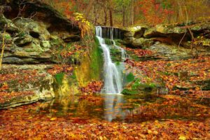 waterfall, Autumn, Lovely, Stream, Fall, Nature, Leaves, Beautiful, Rocks, Serenity, Forest, Colorful, Foliage