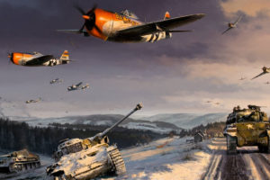 p47, Thunderbolt, P38, Lightning, World, War, Ii, Battle, Of, The, Ardennes, Sherman, Art, Drawing, Military, Tanks, Weapons