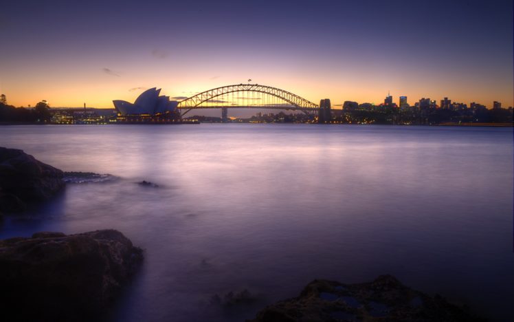 australia, Sydney, Opera, House, Habour, Bridge, Sunset HD Wallpaper Desktop Background