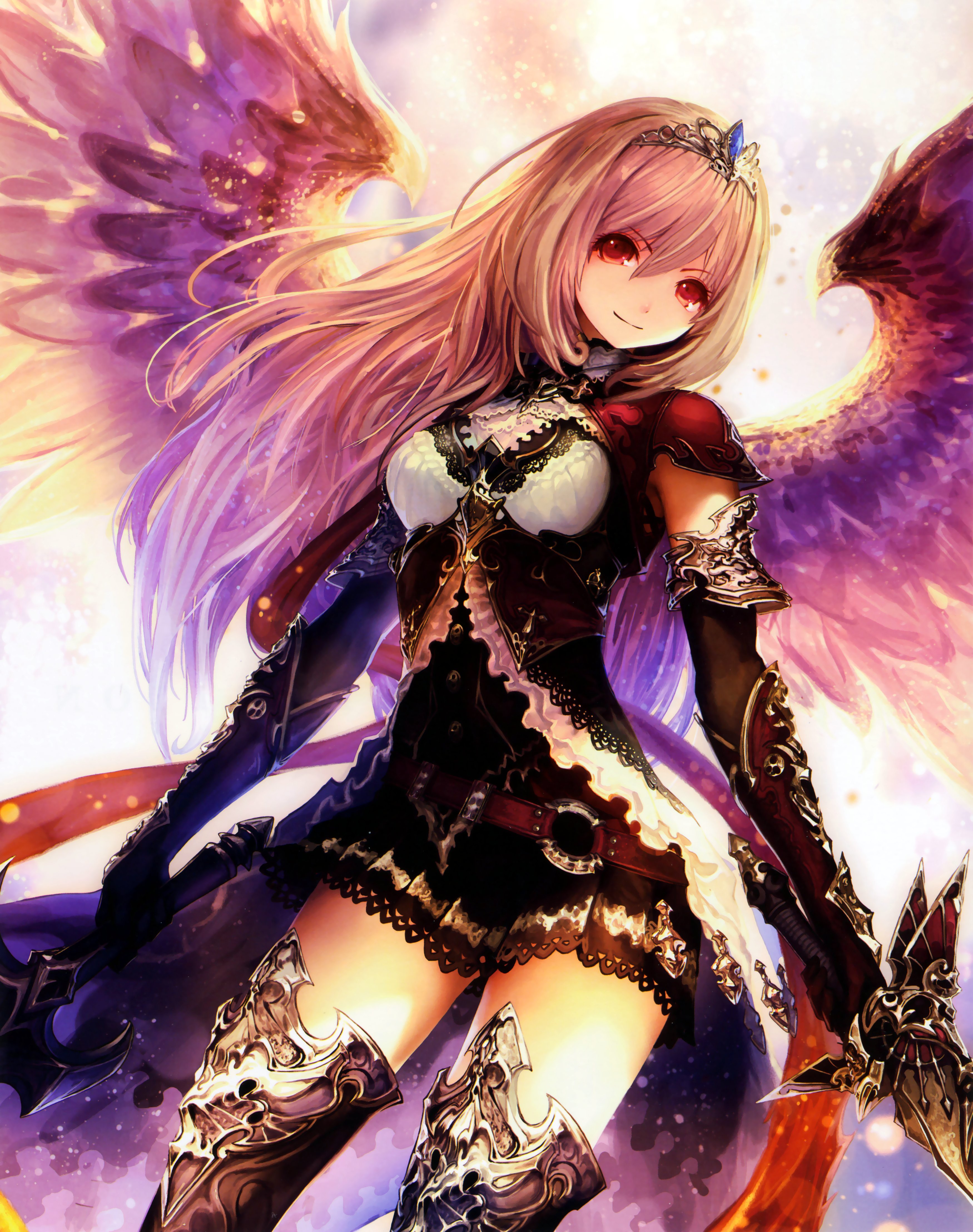 anime, Girl, Angel, Beautiful, Wings, Warrior, Smile, Sword Wallpaper