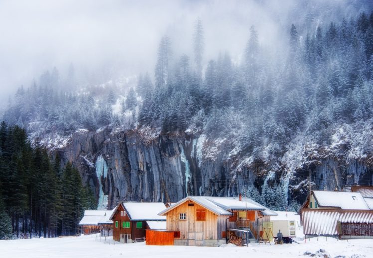 landscape, Snow, Forest, Home, Tree, Amazing, Mountain HD Wallpaper Desktop Background
