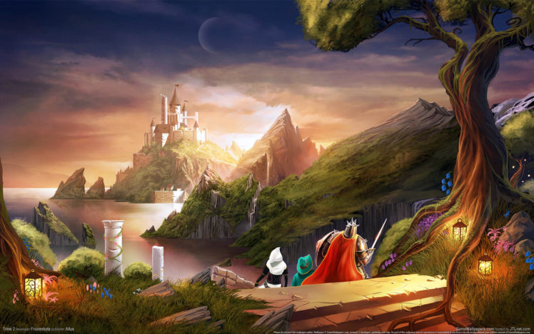 trine, 2, Fantasy, World, Sea, Castle, Tower, Stage, Travelers HD Wallpaper Desktop Background