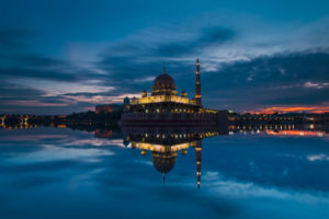 putrajaya, Mosque, Sunset, Clouds, Malaysia, Buildings, Water, Reflection, Sky