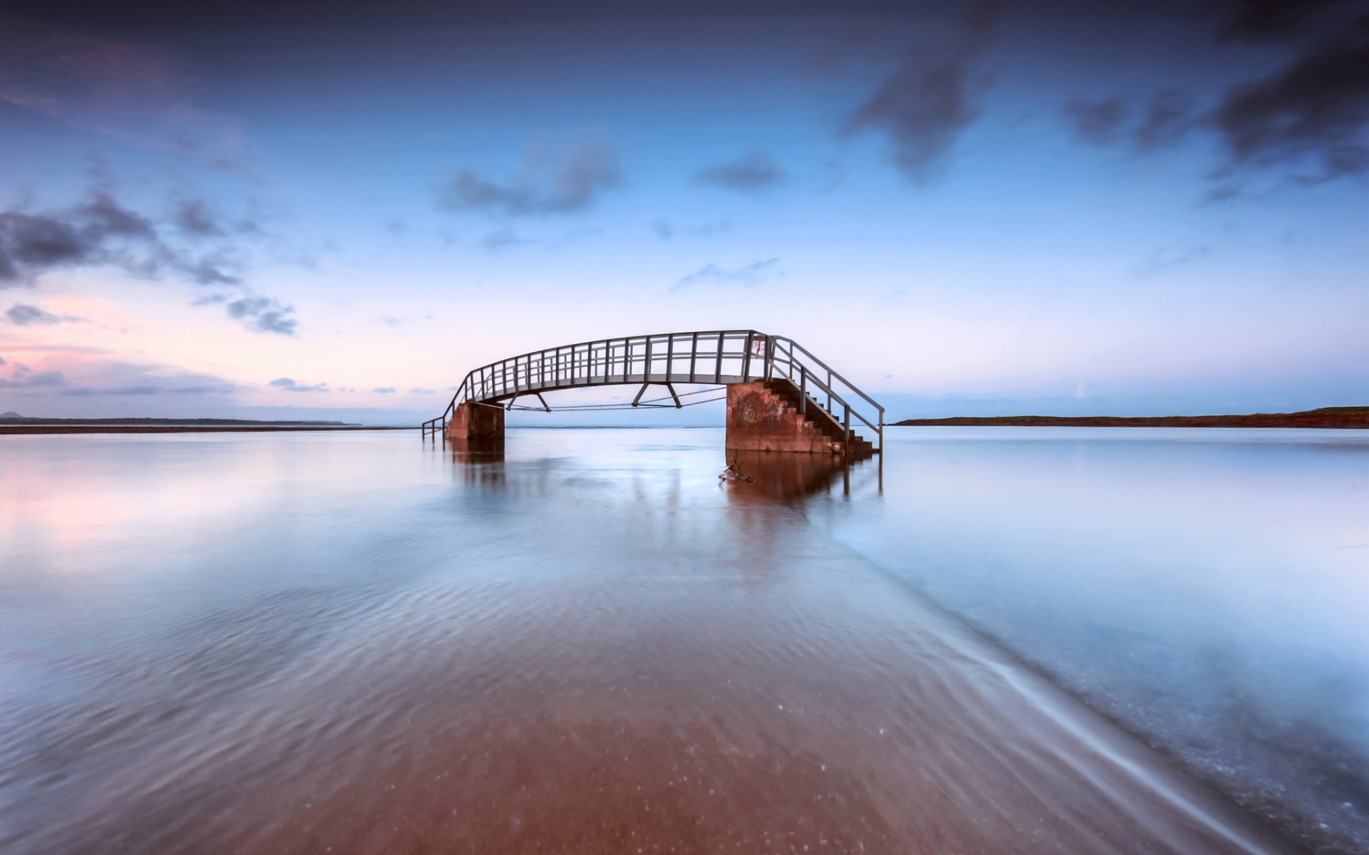 united, Kingdom, Scotland, Shore, Sea, Bridge, Evening, Sky, Clouds, Beaches, Ocean Wallpaper