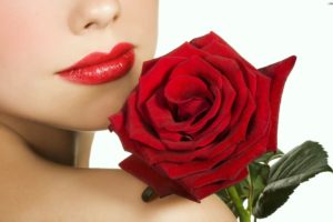 red, Shoulder, Lips, Rose, Beauty, Woman