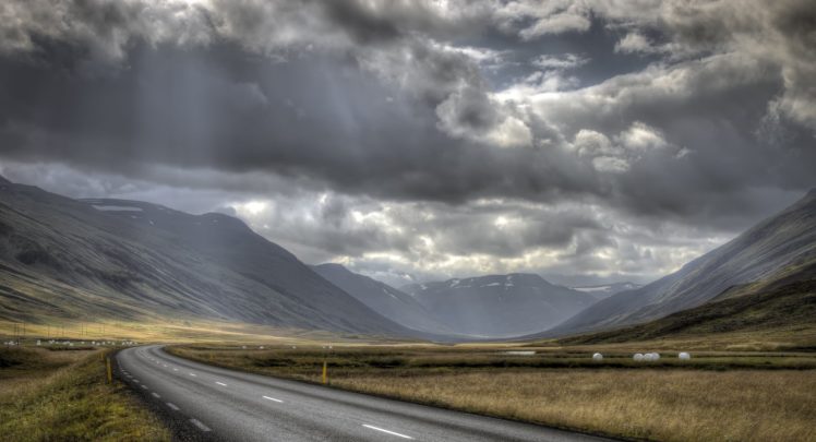 road, Highway, Clouds, Mountains, Landscape HD Wallpaper Desktop Background