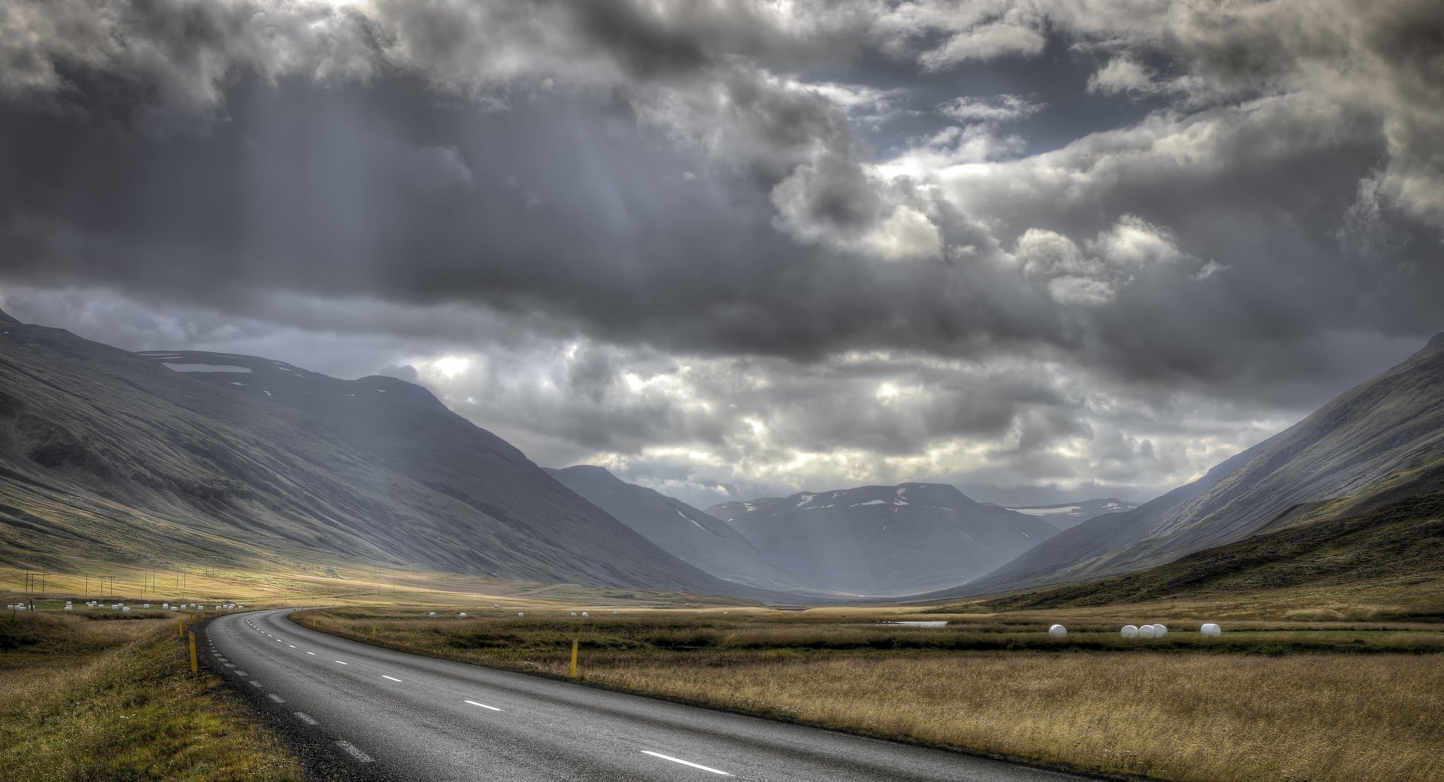 road, Highway, Clouds, Mountains, Landscape Wallpaper