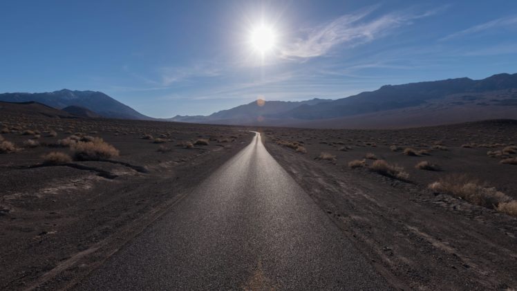 road, Mountain, Steppe, Light, Sun, Desert, Landscape HD Wallpaper Desktop Background
