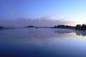 reflection, Lake, Trees, Fog