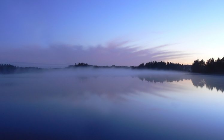 reflection, Lake, Trees, Fog HD Wallpaper Desktop Background