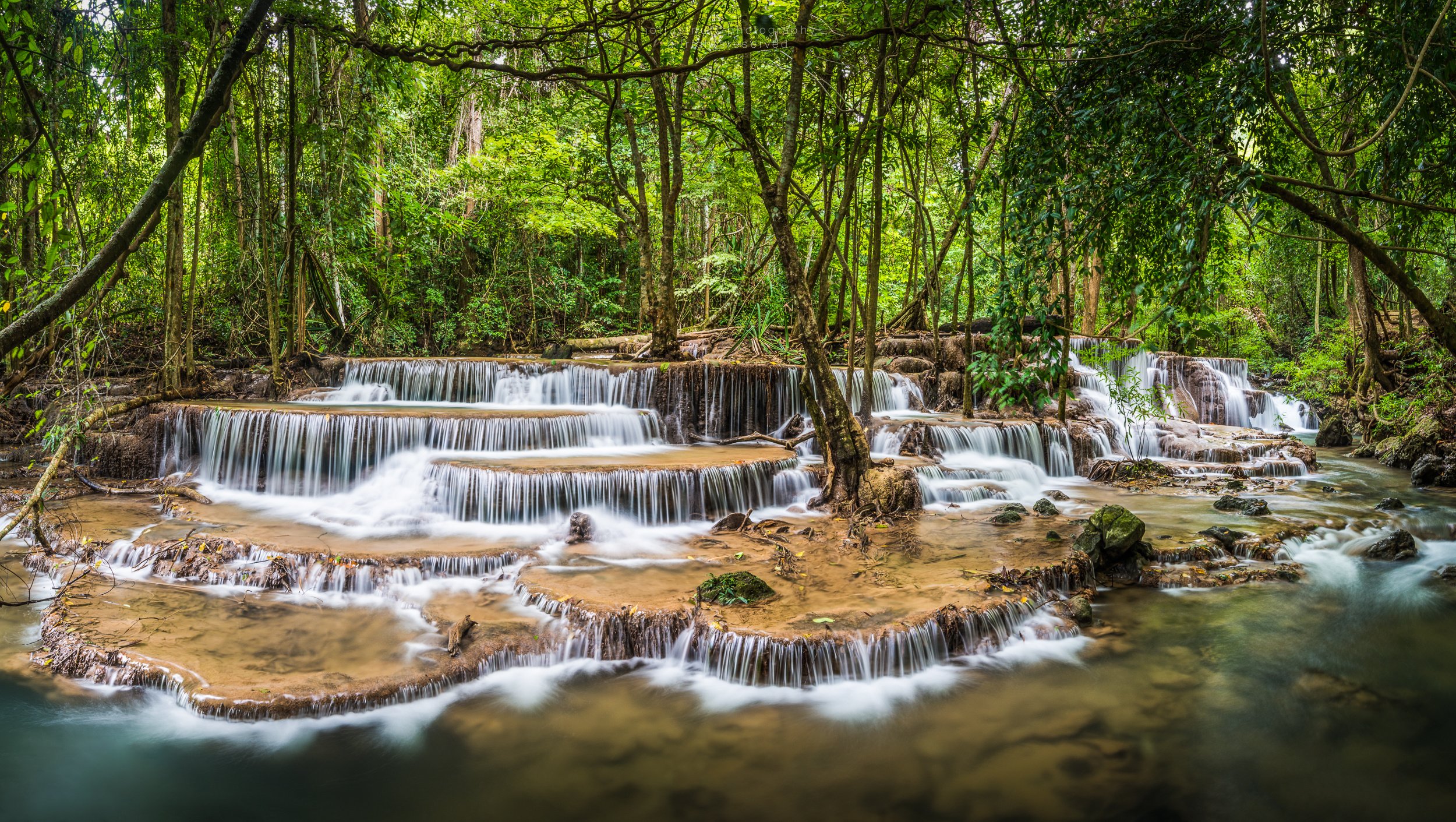 waterfall, Kanjanaburi, Thailand, River, Jungle, Forest Wallpaper