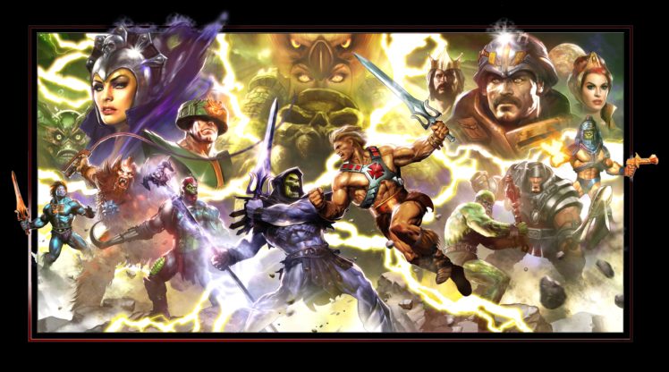 heroes, Comics, Warrior, Battle, Monster, He man, Skeletor, Evil lyn, Trap, Jaw, Ram, Man, Man at arms, She ra, He man, And, The, Masters, Of, The, Universe, Tri klops, Man e faces, Swords, Games, Fantasy HD Wallpaper Desktop Background
