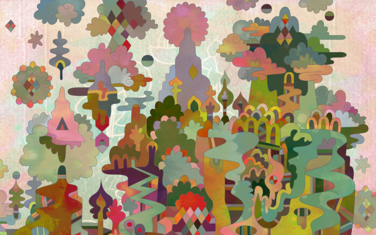psychedelic, Landscapes, Mountains, Vector, Art HD Wallpaper Desktop Background