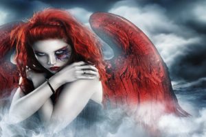 angel, Red, Hair,  , Fantasy, Suffering, Girl