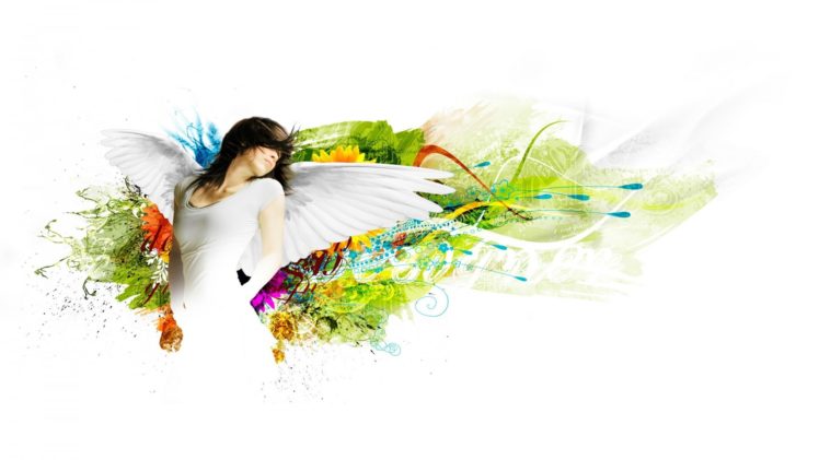 colorful, Angel,  , Art, White HD Wallpaper Desktop Background