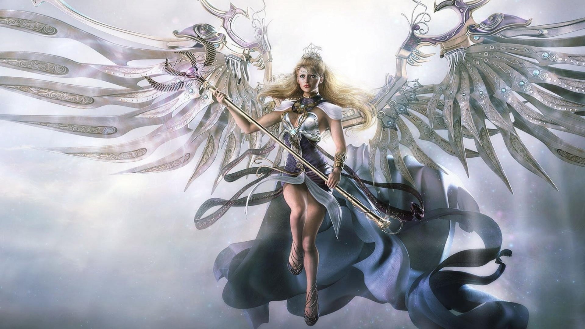 crystal, Angel,  , Fantasy, Art, Girl Wallpaper